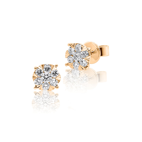9ct 0.40ct Diamond Cluster Stud Earrings