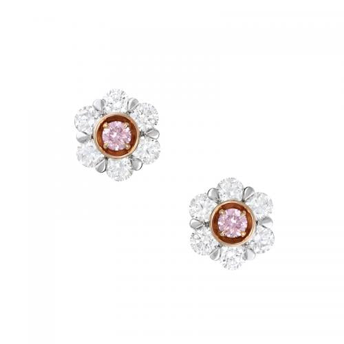 Kimberley Petite Peony Argyle Pink & White Diamond Earrings