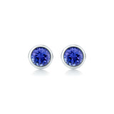 Natural Tanzanite Solo Earrings in 9ct White Gold
