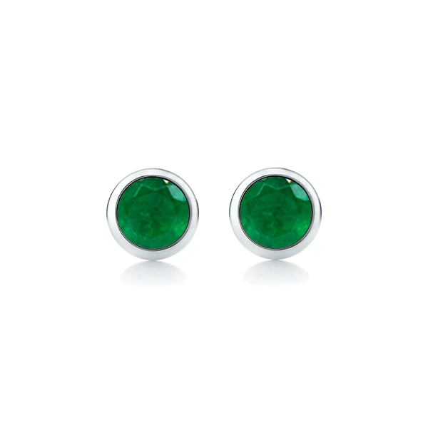 Natural Emerald Solo Earrings in 9ct White Gold
