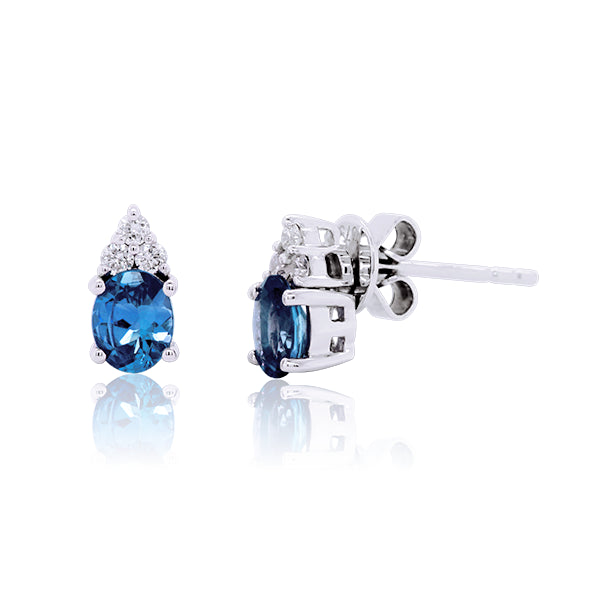 Natural Oval London-Blue Topaz & Diamond Earrings