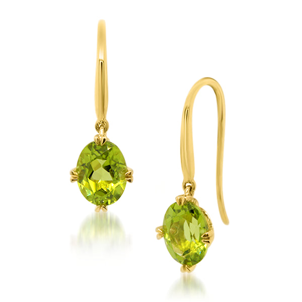 9ct/Y Oval Natural Peridot Drop Earrings