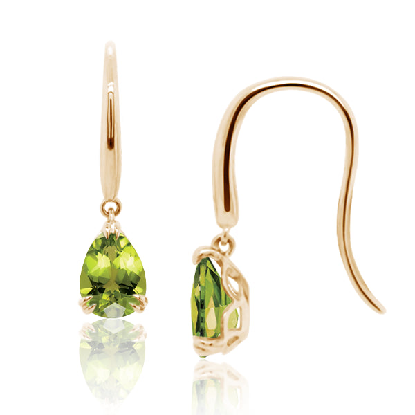9ct/Y Pear-Shape Natural Peridot Drop Earrings