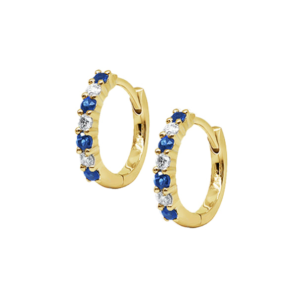 9ct Natural Australian Sapphire & Diamond Hoops