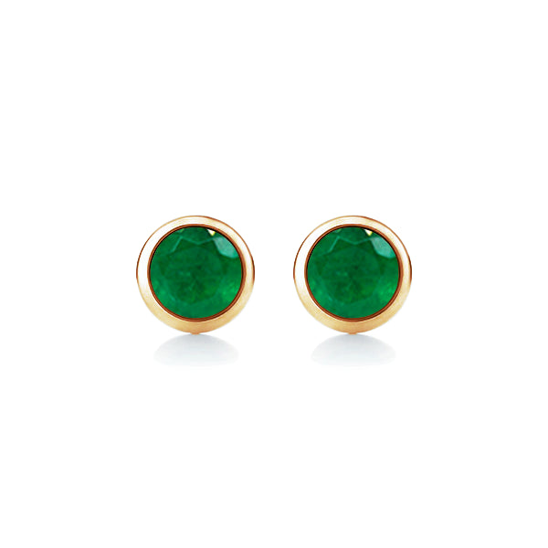 Natural Emerald Solo Earrings in 9ct Gold