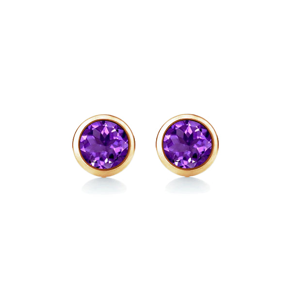 Natural Amethyst Solo Earrings in 9ct Gold