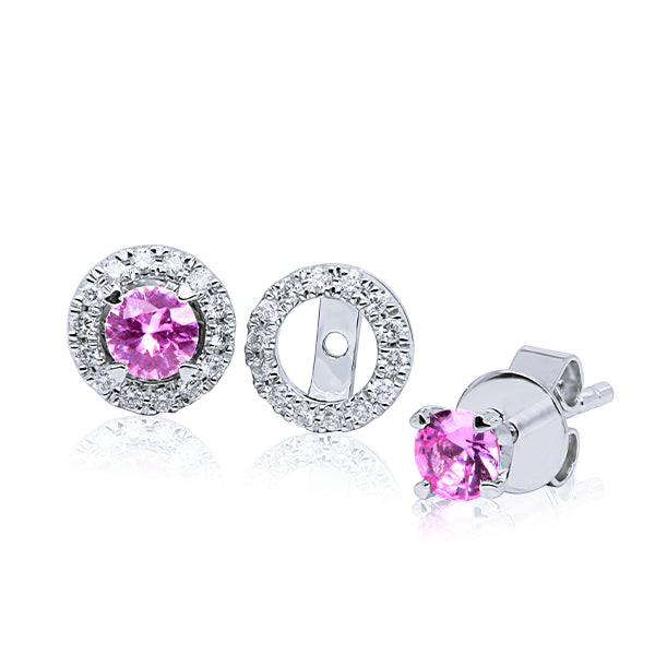 9ct Pink Sapphire Stud & Diamond Halo Jacket Set