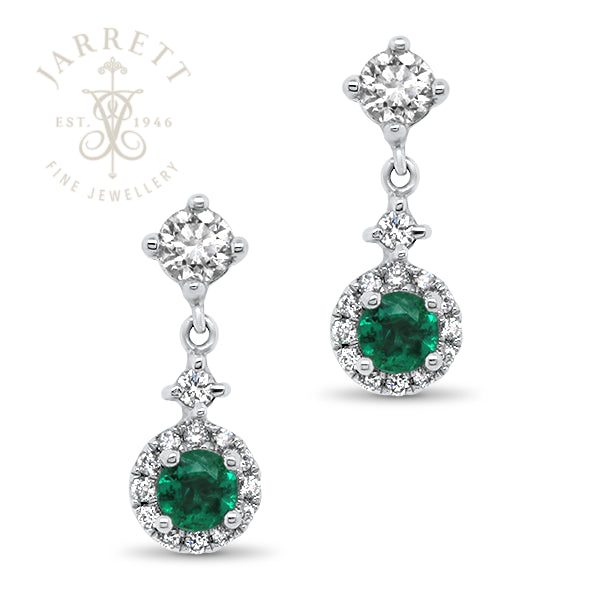 18ct Natural Emerald & Diamond Earrings