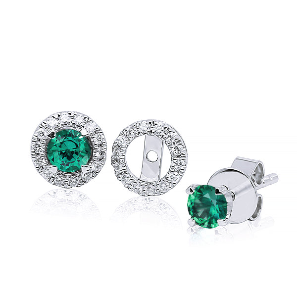 9ct Natural Sapphire Stud & Diamond Halo Jacket Set