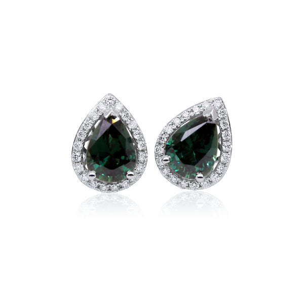 9ct Australian Teal Sapphire & Diamond Earrings