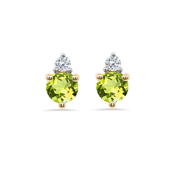 Peridot and Diamond Duo Earrings in 9ct Gold