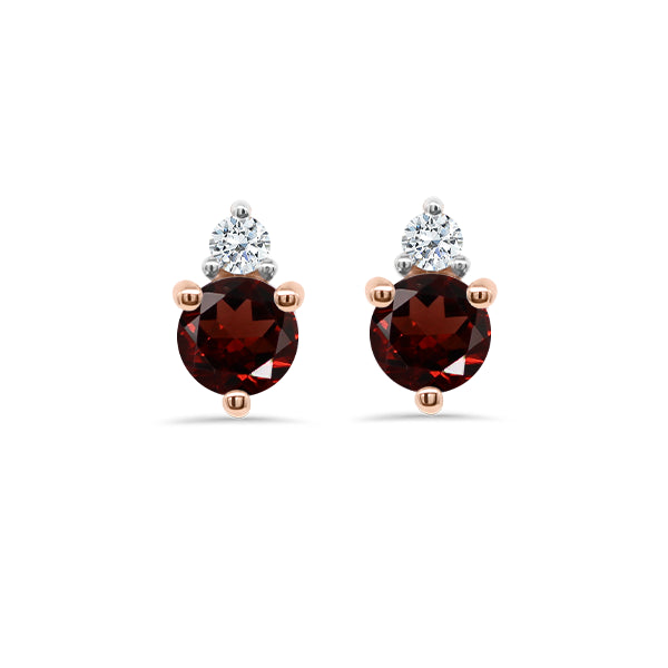 Garnet and Diamond Duo Earrings in 9ct Gold