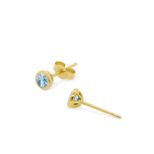 Aquamarine Solo Earrings in 9ct Gold