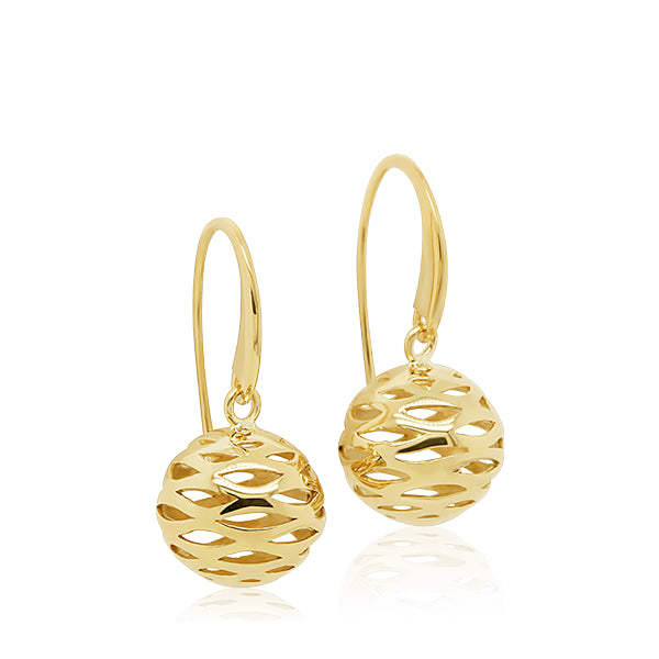 9ct Hand-Polished Open Sphere Drop Earrings