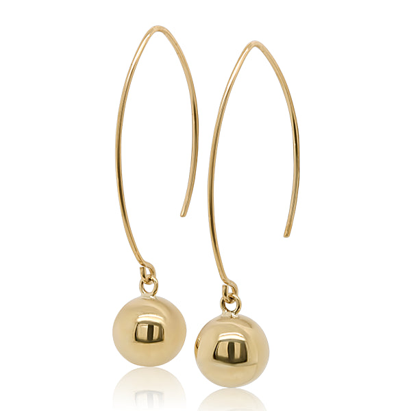 9ct 10mm Polished Sphere Drop Earrings