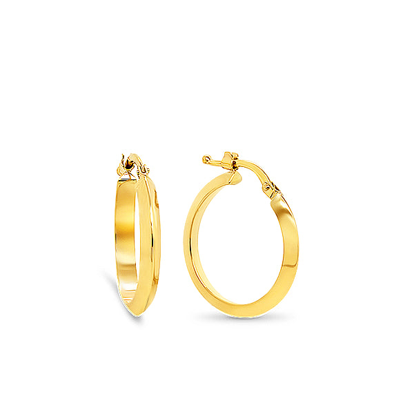 Medium Round Knife-Edge Hoop Earring in 9ct Gold