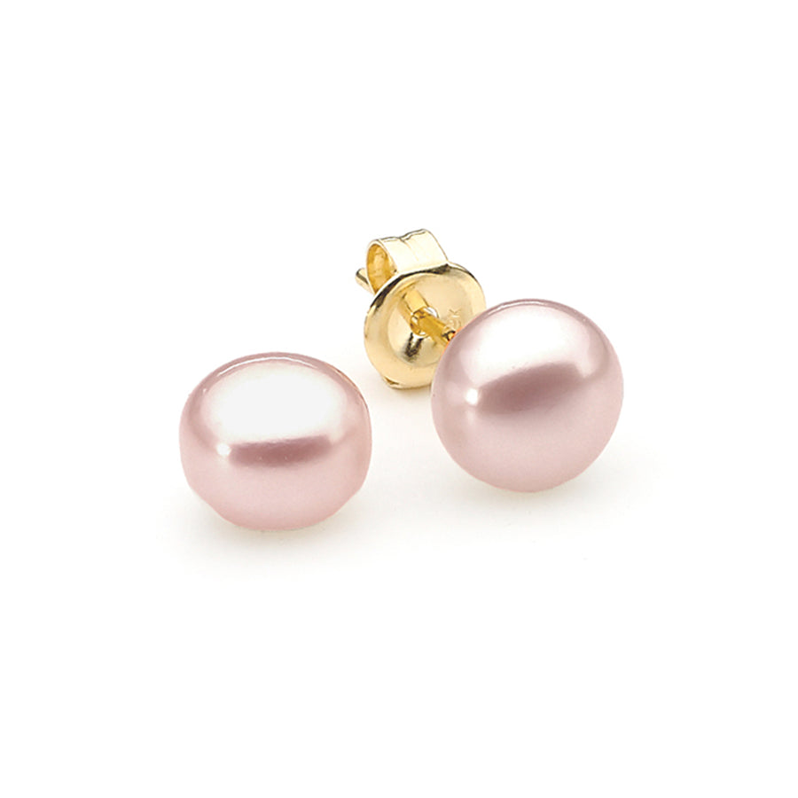 IKECHO Pink Freshwater Pearl Leray de Studs in 9ct Gold