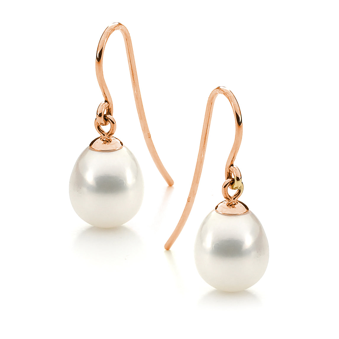 IKECHO 9ct-R White 7.5-8mm Pearl Drop Earrings
