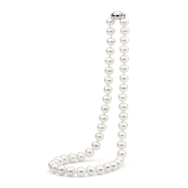IKECHO Silver White 8.5-9.5mm Near-Round Pearl Strand