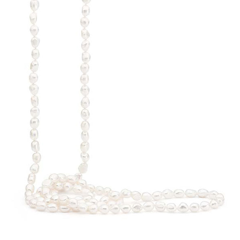 IKECHO Viola Long White Freshwater Pearl Necklace