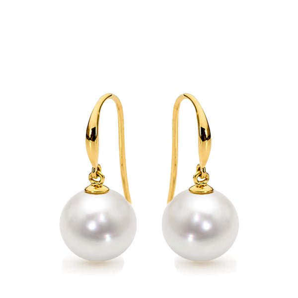 MIYAKO 8mm South Sea Pearl Drop Earrings in 9ct Gold