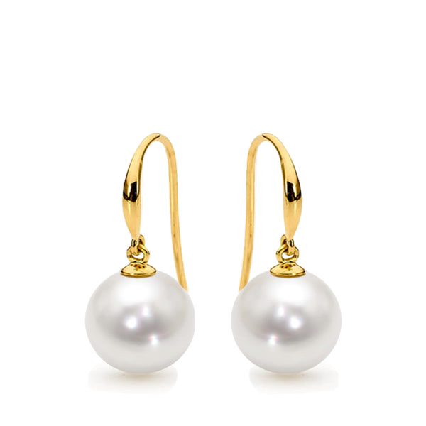 MIYAKO 8mm South Sea Pearl Drop Earrings in 9ct Gold
