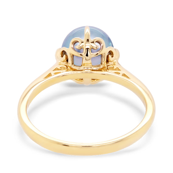 Vintage-Inspired Blue Akoya Pearl Ring in Yellow Gold
