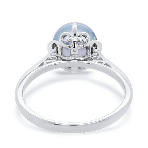 Vintage-Inspired Blue Akoya Pearl Ring in White Gold