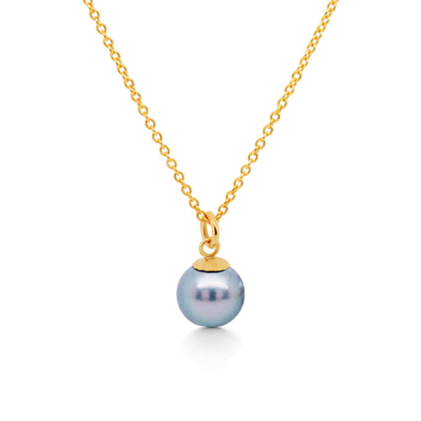 8mm Blue Akoya Pearl Pendant in 9ct Gold