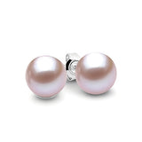 IKECHO Silver Round Pink Freshwater Pearl Earrings