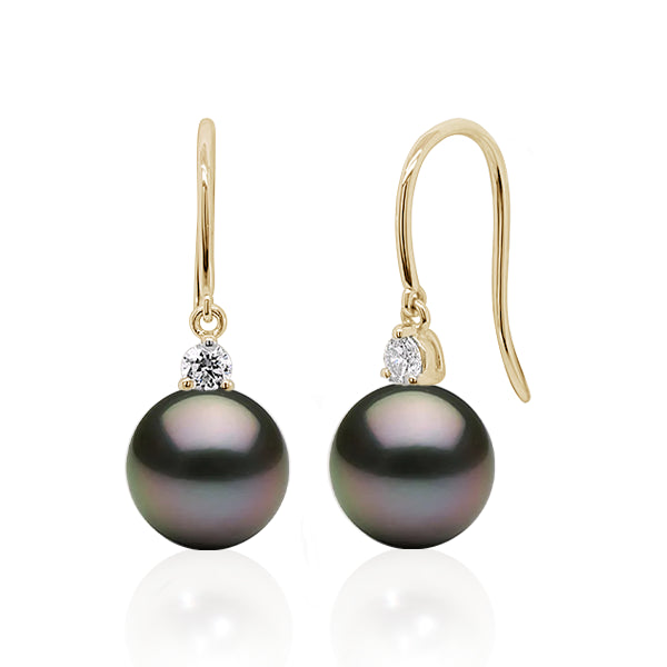 9ct Tahitian Pearl & Diamond Earrings