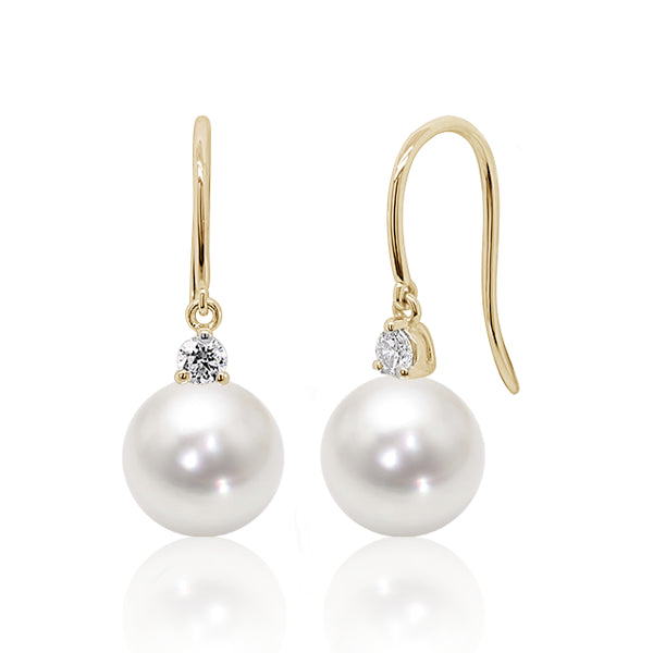 9ct South Sea Pearl & Diamond Earrings