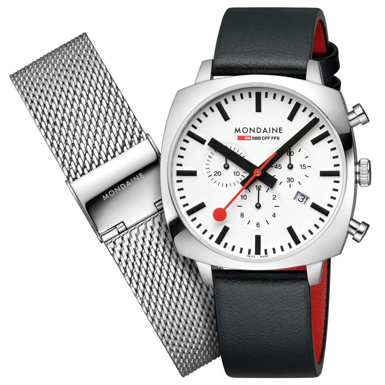 Mondaine Grand Cushion Chronograph Watch Set