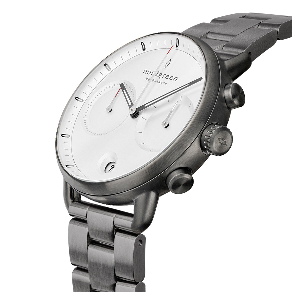 NORDGREEN Pioneer 40mm Gunmetal White Chronograph