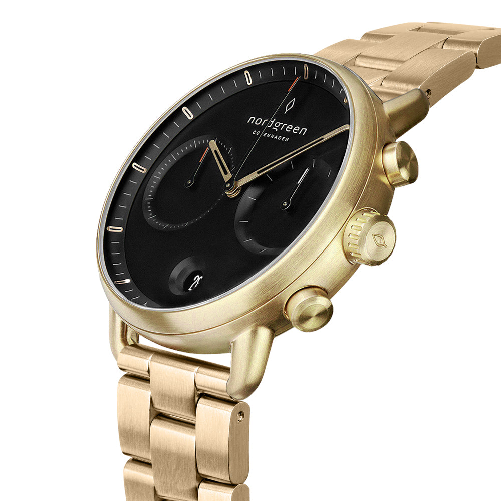 NORDGREEN Pioneer 40mm Gold Black Chronograph