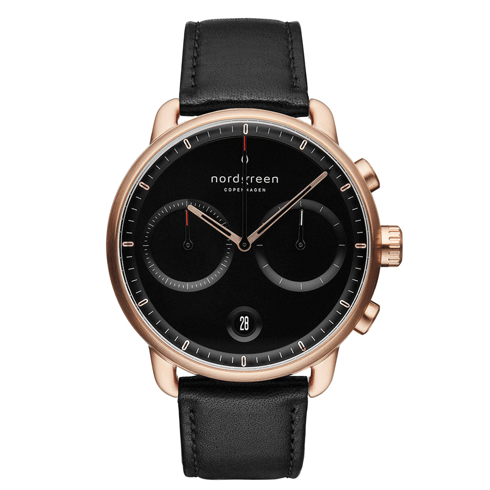 NORDGREEN Pioneer 40mm Rose Gold Black Chronograph