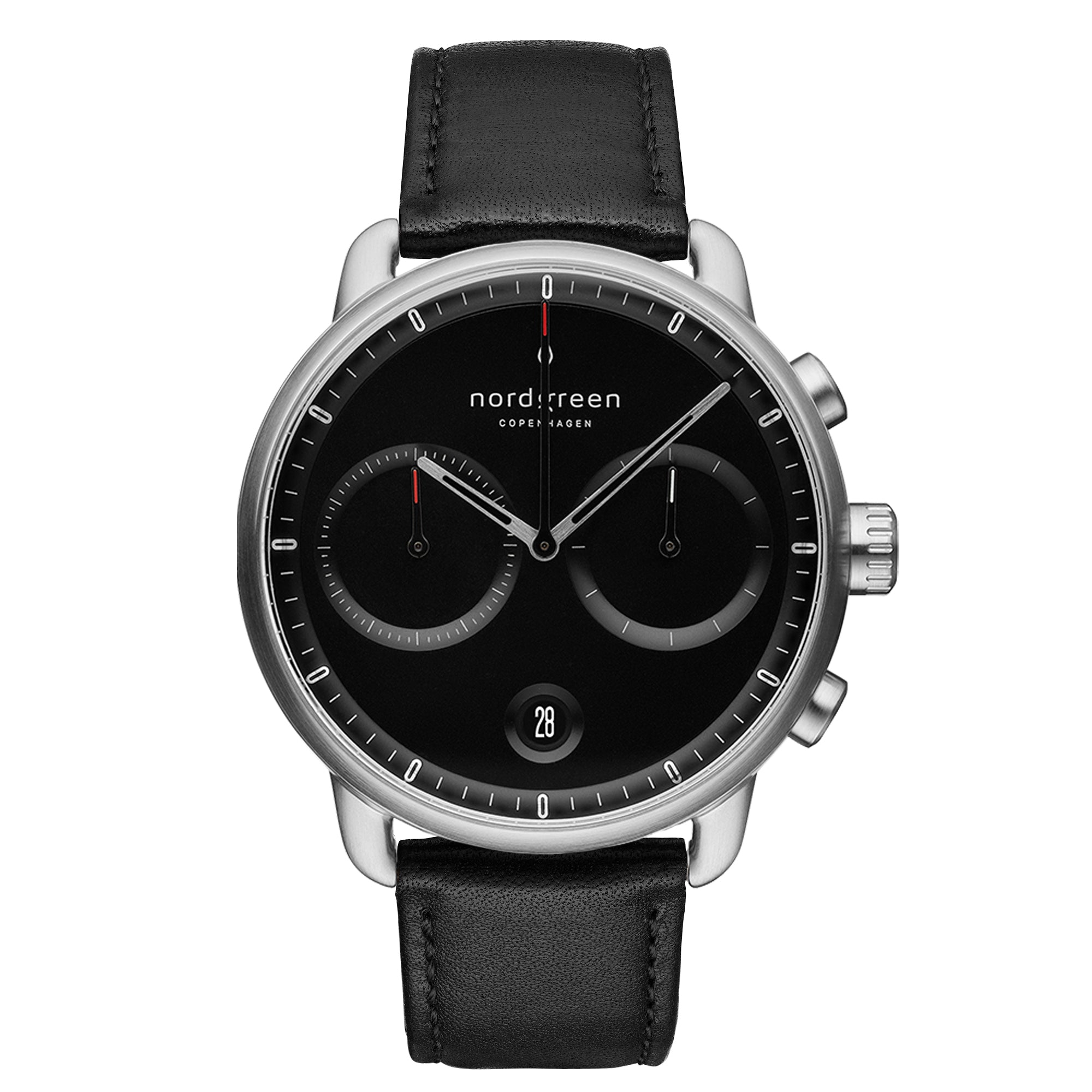 NORDGREEN Pioneer 40mm Silver Black Chronograph