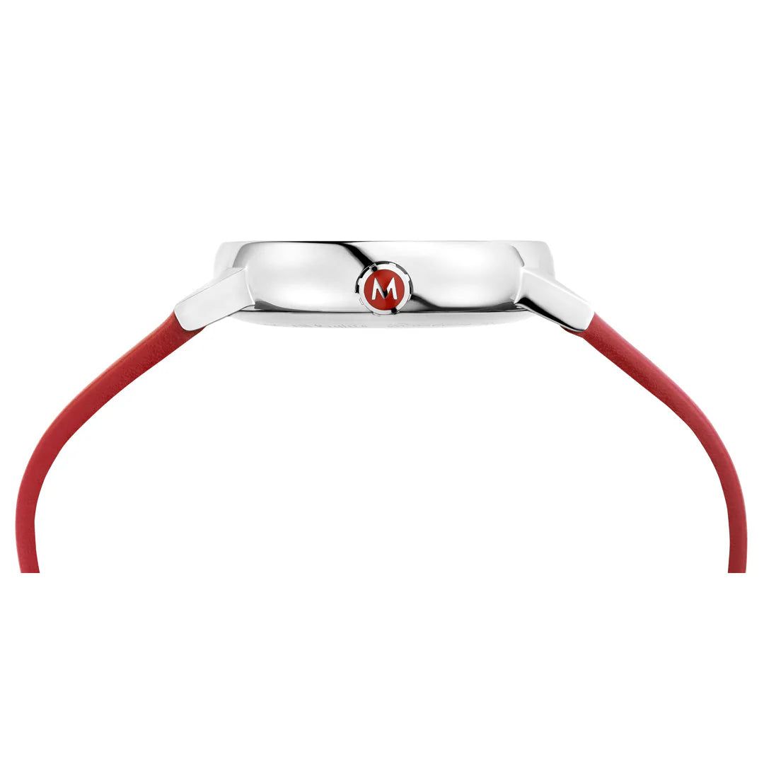 Mondaine EVO2 35mm Watch on Red Leather