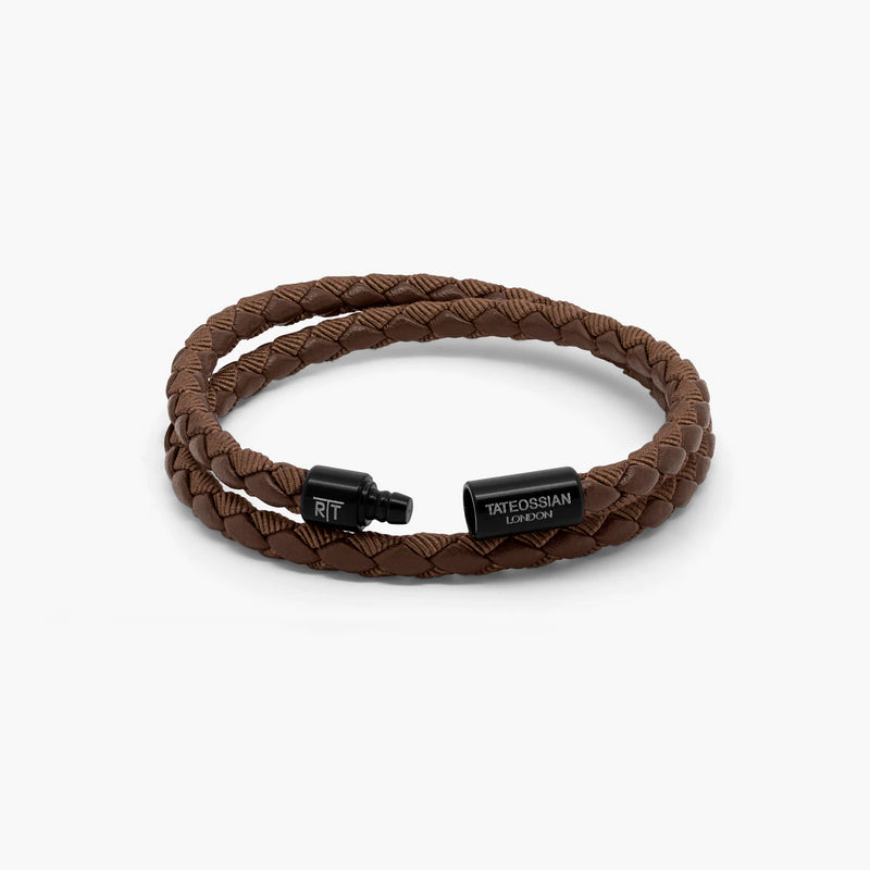 Tateossian Chelsea Brown Eco-Leather Bracelet