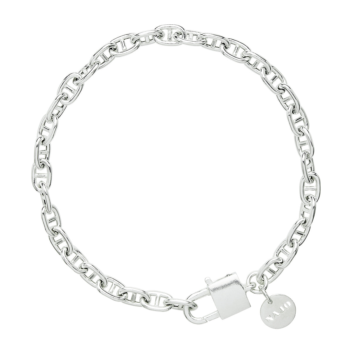 Najo Love Lock Silver Chain Bracelet