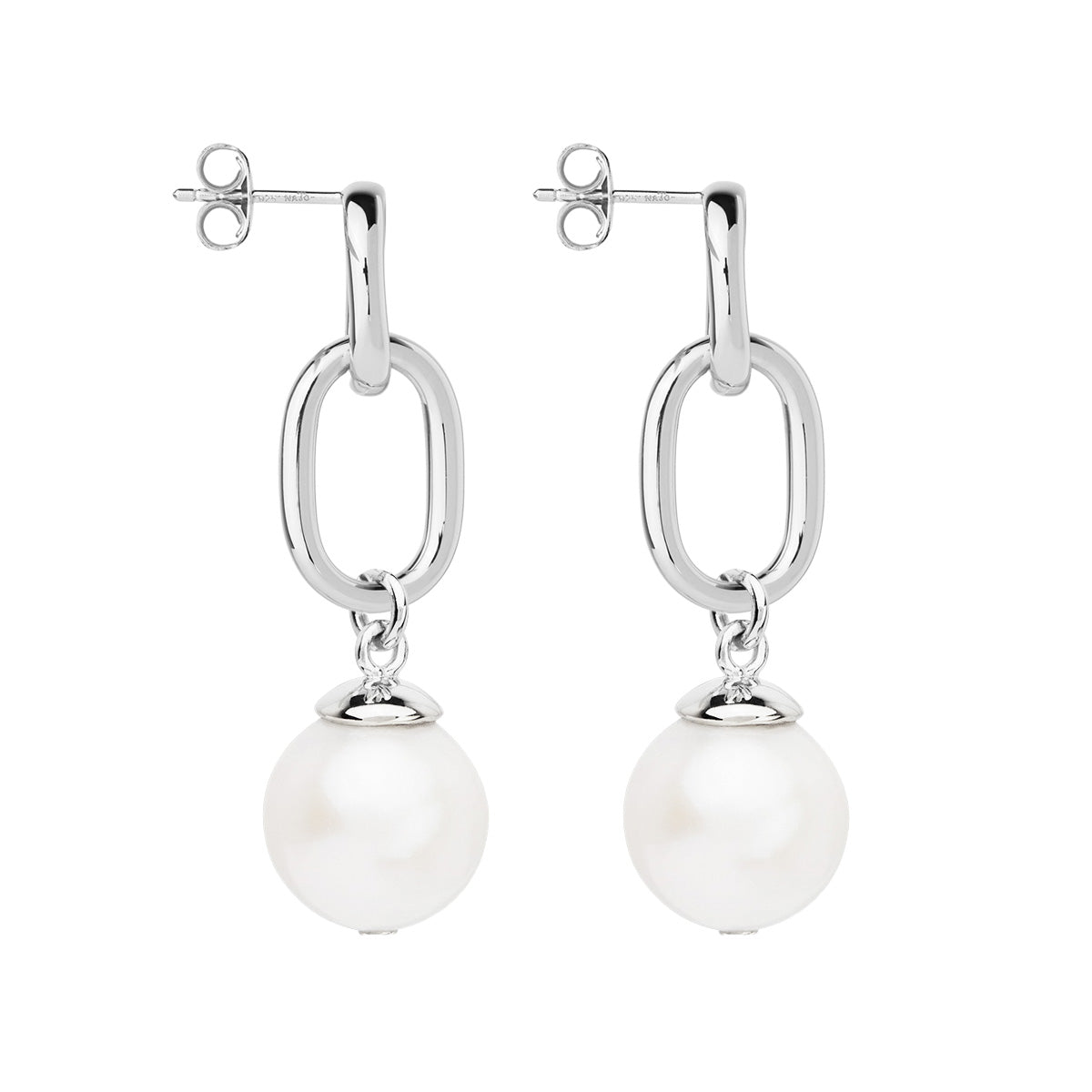 Najo Sea Nymph Silver and Pearl Drop Earrings