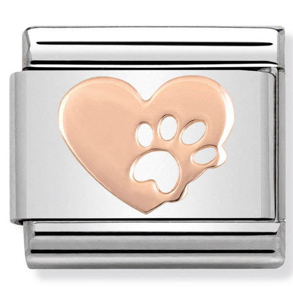 Nomination Composable 9ct Rose Gold Heart with Paw Print