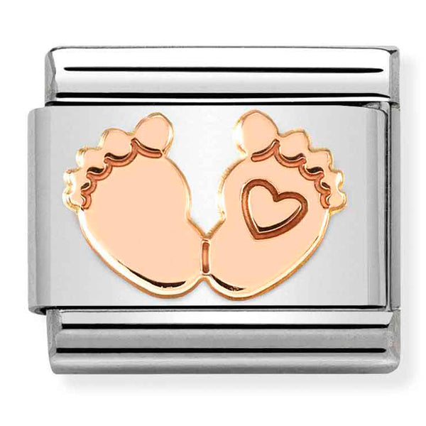 Nomination Composable 9ct Rose Gold Feet with Heart