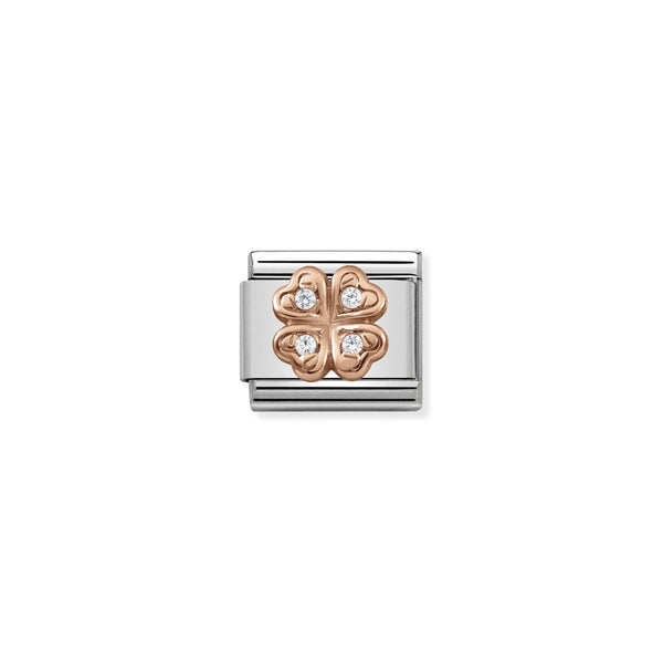 Nomination Composable 9ct Rose Gold & CZ Four-leafed Clover