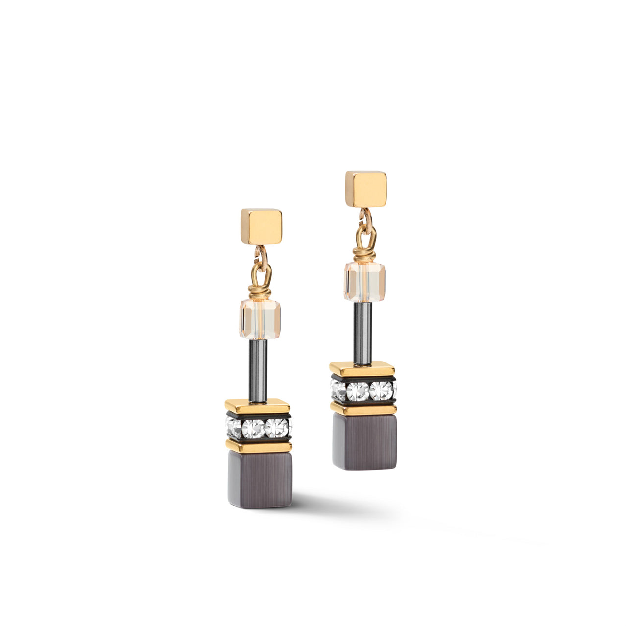 COEUR DE LION Grey & Gold GEOCube® Earrings