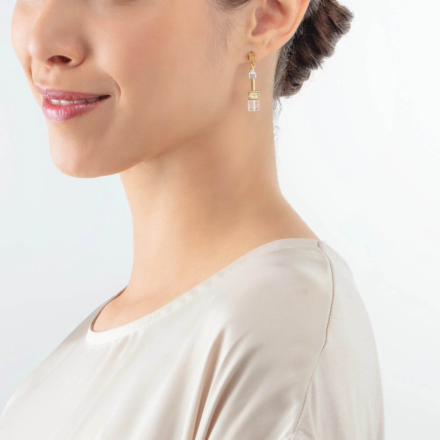 Coeur de Lion Gold White Nature Iconic GeoCUBE® Earrings