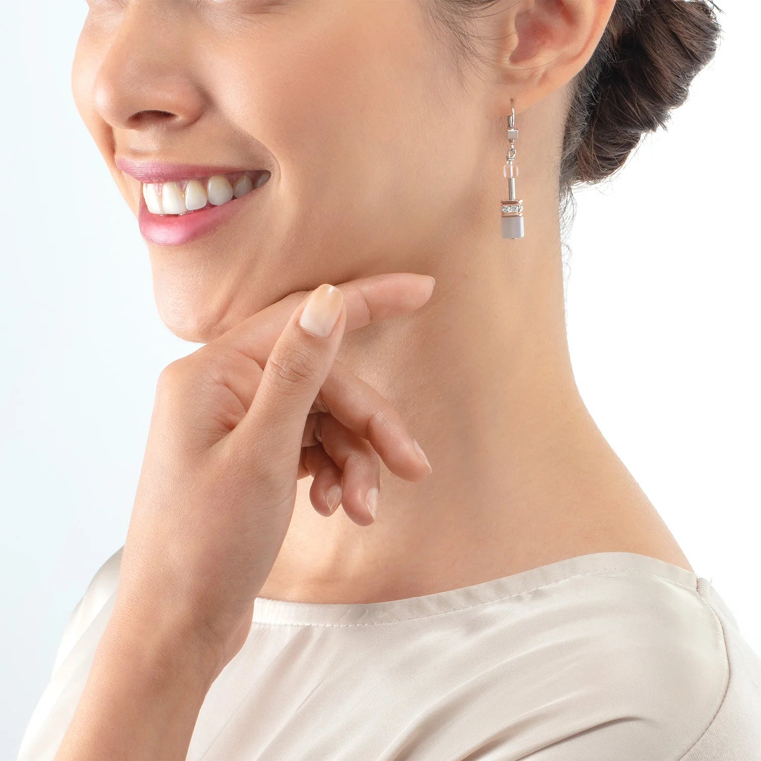 Coeur de Lion Peach Rose Gold Precious Iconic GeoCUBE® Earrings