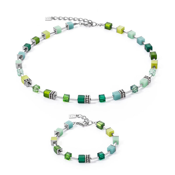Coeur de Lion Vibrant Green, Teal & Silver Iconic GeoCube® Bracelet