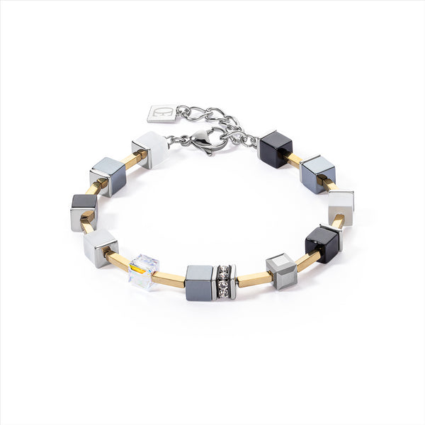 Coeur de Lion Sleek Black, White & Silver Iconic GeoCube® Bracelet