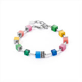 Coeur de Lion Bright Rainbow & Silver Iconic GeoCube® Bracelet